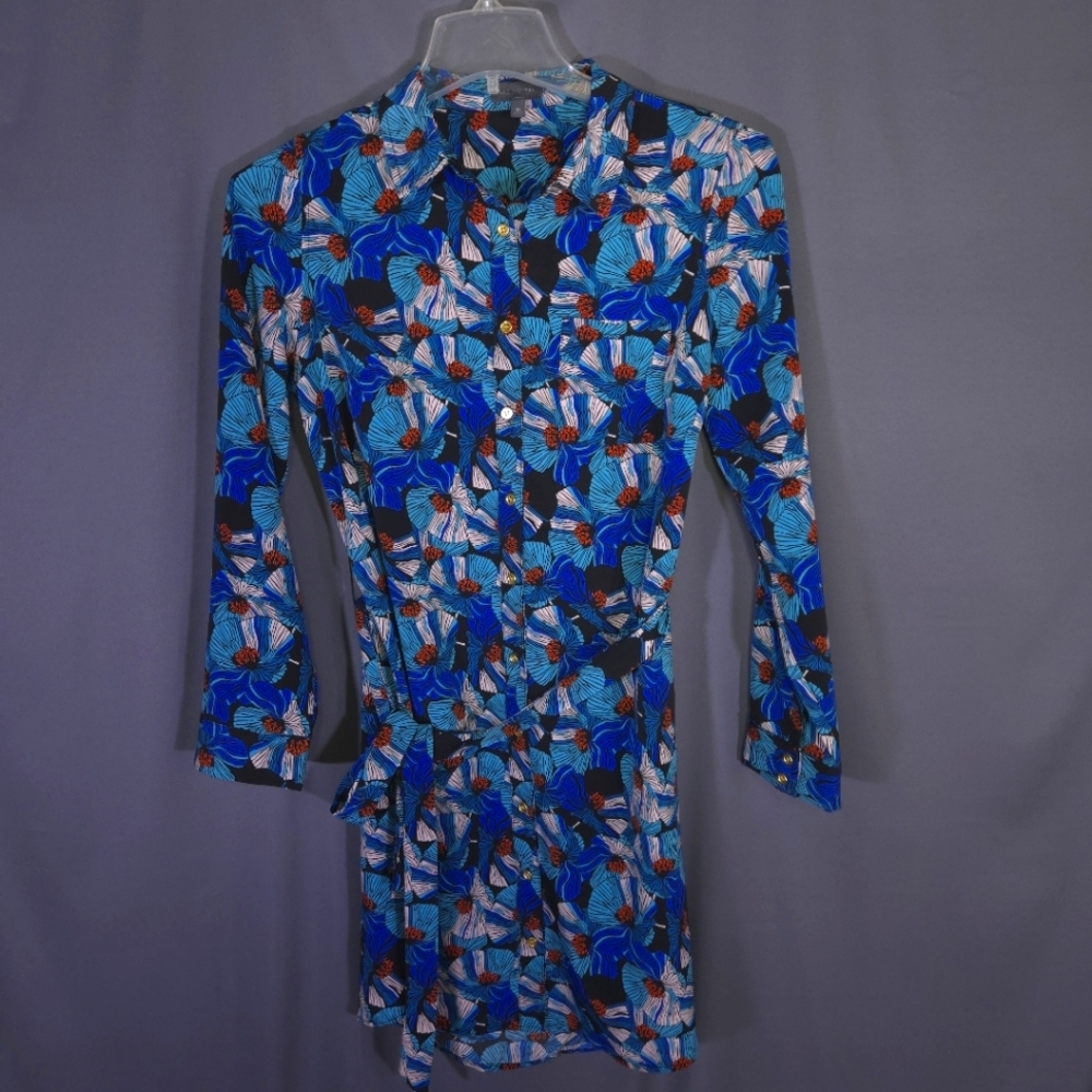 The Limited Belted Button Down Dress Size M Floral Business Casual Retro Flair